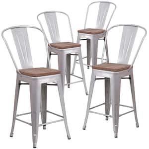 24.25 in. Silver Bar Stool (4-Pack)