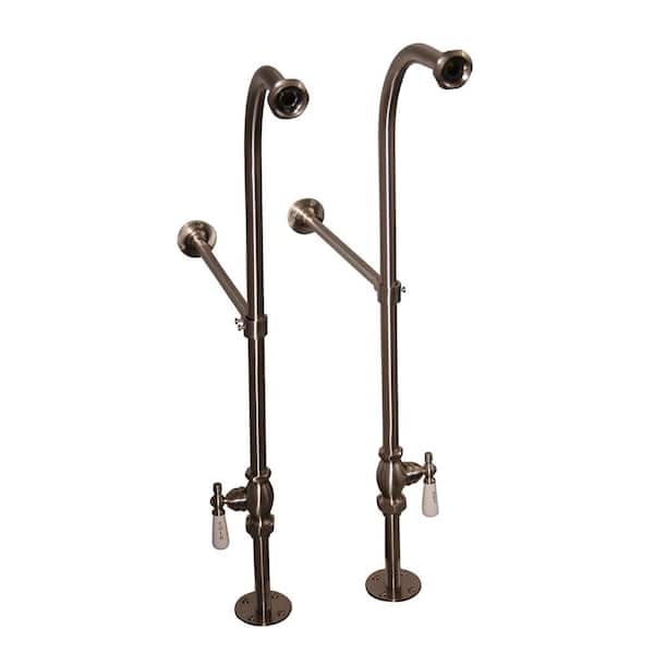Pegasus 1/2 in. x 1/2 in. x 30 in. Satin Nickel Freestanding Tub Hot and Cold Supply Line Set