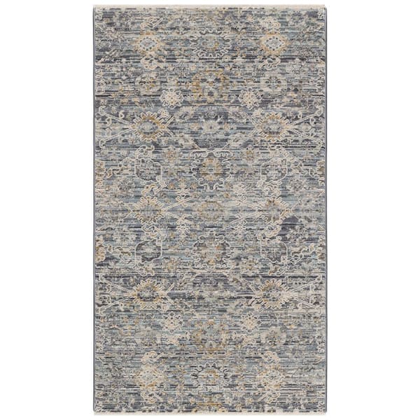 Nourison Nyle Charcoal 3 ft. x 5 ft. Distressed Transitional Area Rug