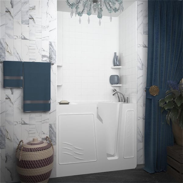 45.75 in. Walk-In Whirlpool Bathtub in White with 1.28 GPF Single Flush Toilet