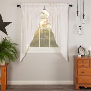 Simple Life Flax 36 in. W x 63 in. L Light Filtering Prairie Window Curtain Panel in Antique White Pair