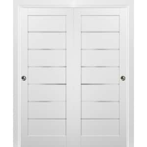 Quadro 4117 48 in. x 80 in. Panel White Finished Pine MDF Sliding Door with Bypass Sliding Kit