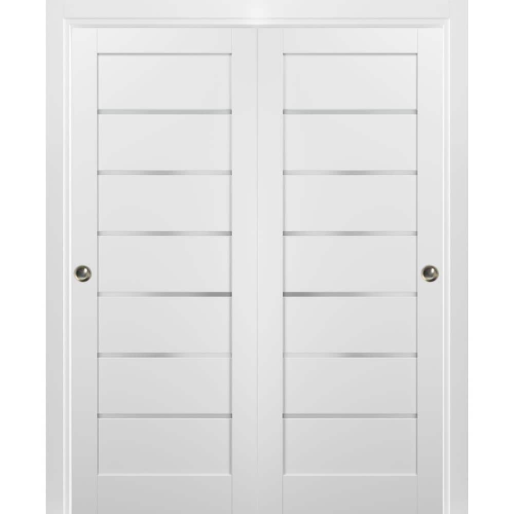 Quadro 4117 72 in. x 80 in. Panel White Finished Pine MDF Sliding Door with Bypass Sliding Kit price history on PriceWatchPro
