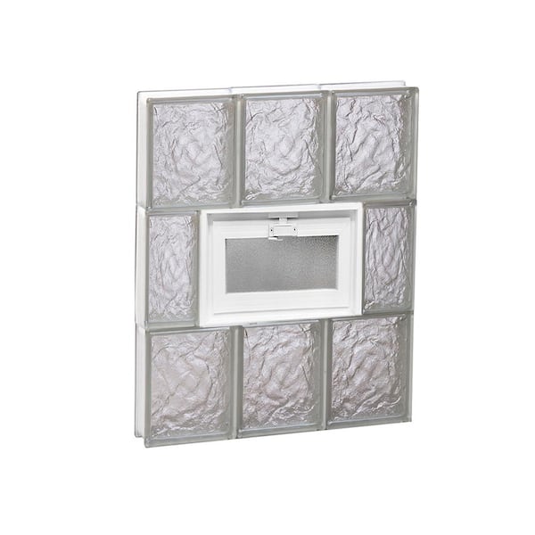 Clearly Secure 17.25 in. x 23.25 in. x 3.125 in. Frameless Ice Pattern Vented Glass Block Window