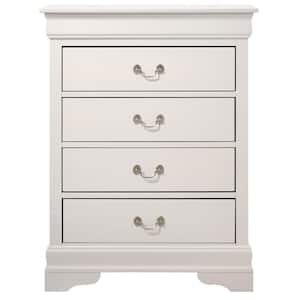 Louis Phillipe 4-Drawer White Chest of Drawers (41 in. H x 31 in. W x 16 in. D)