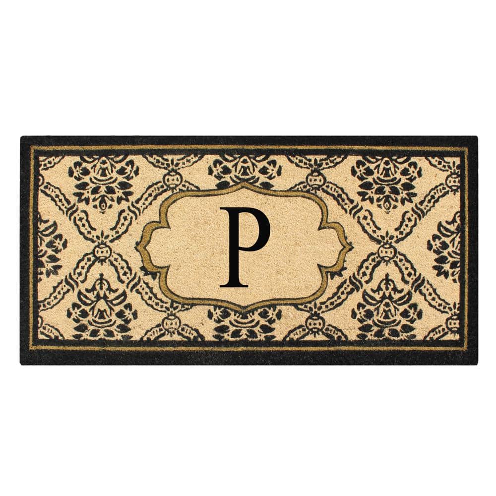 A1HC First Impression Uriel Treated 30 in. x 60 in. Coir Monogrammed P Non-