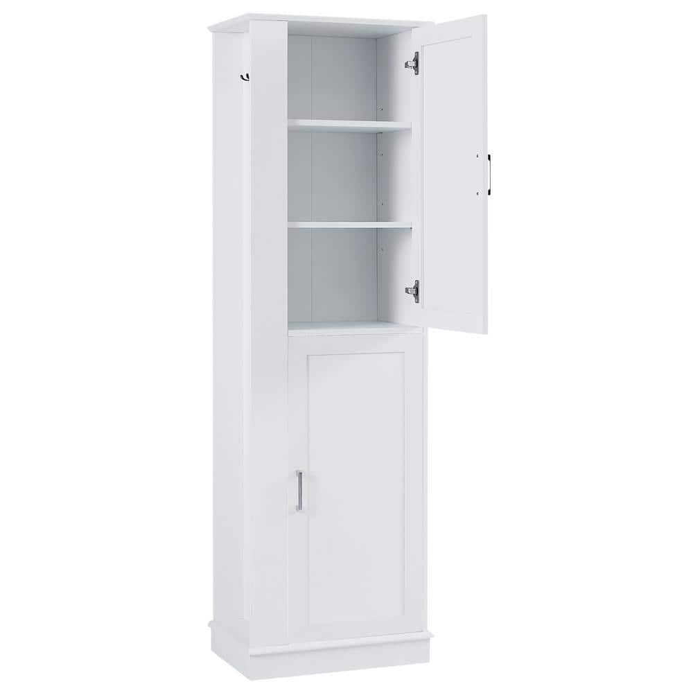 21 in. W x 14 in. D x 68 in. H White MDF Freestanding Bathroom Linen Cabine