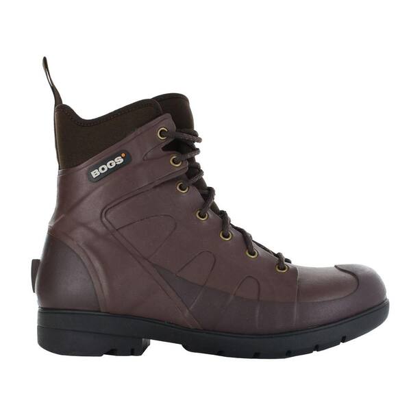 BOGS Men's Turf Stomper Waterproof Work Boots - Soft Toe - Chocolate Size 7(M)