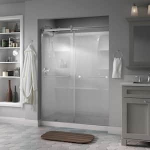 Contemporary 48 in. x 71 in. Frameless Sliding Shower Door in Chrome with 1/4 in. (6mm) Rain Glass