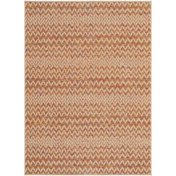 Crete Beige Cottage 5 ft. x 7 ft. Indoor/Outdoor Area Rug
