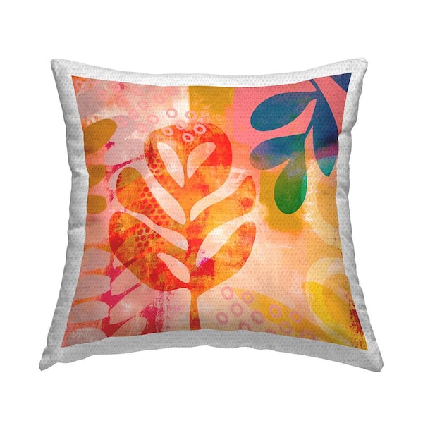 Stupell Industries Modern Tropical Leaves Multi-Color Square Outdoor Throw Pillow