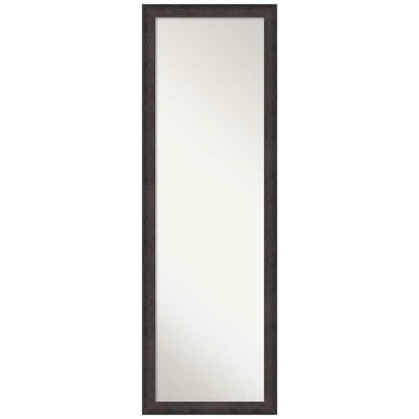 Amanti Art Dappled Black Brown Narrow 16.75 in. x 50.75 in. Non-Beveled Modern Rectangle Wood Framed Full Length on the Door Mirror