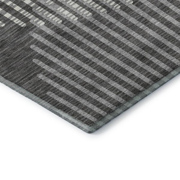 Mayfield Premium Machine Washable Abstract AMF1001 Charcoal 3 ft. x 4 ft. Area Rug