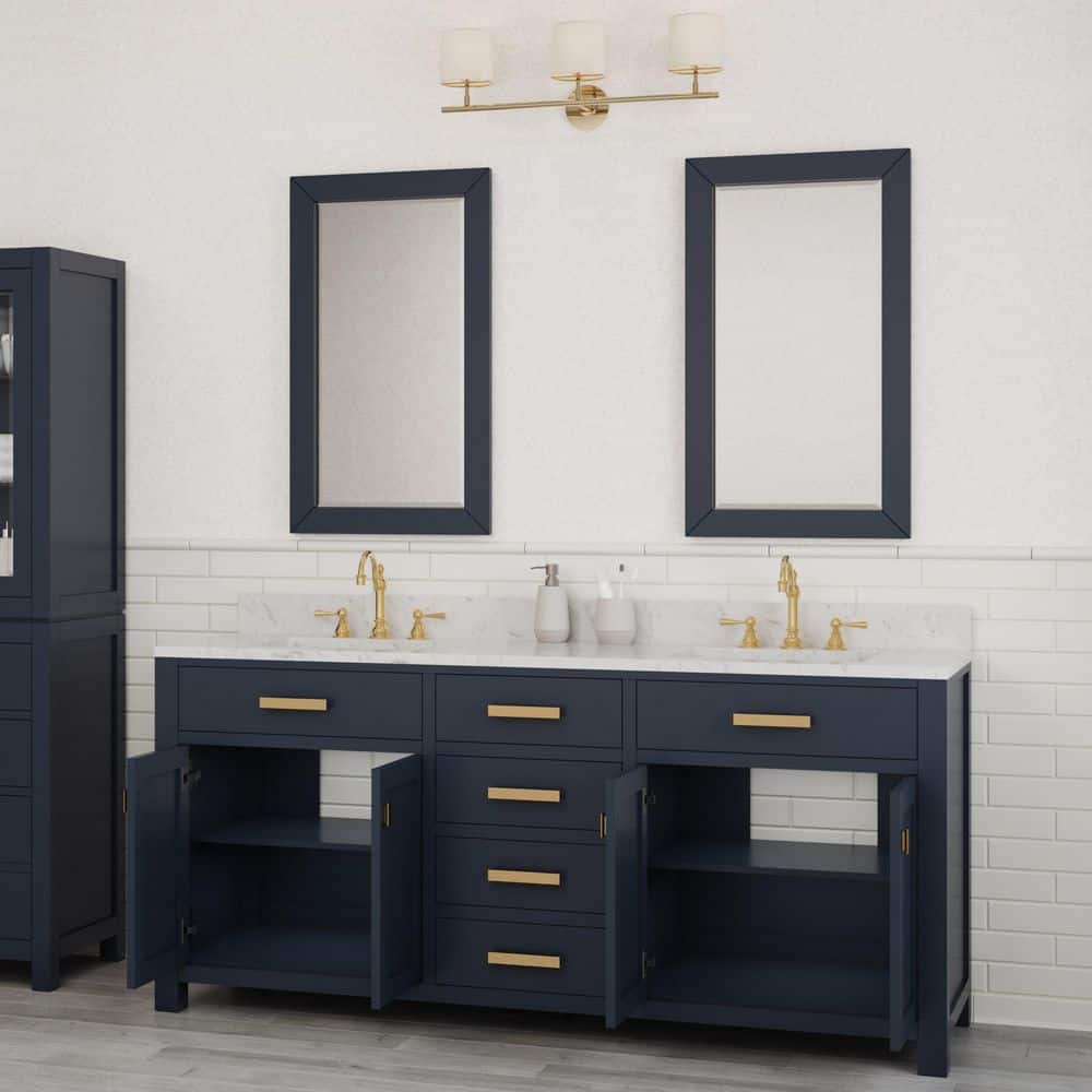 Madison 72" Monarch Blue Double Sink Vanity with Carrara Marble Top