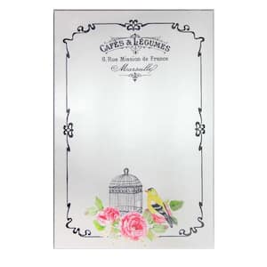 French Country 15.75 in. W x 23.5 in. H Francophile Rectangular Floral Unframed Wall Mirror