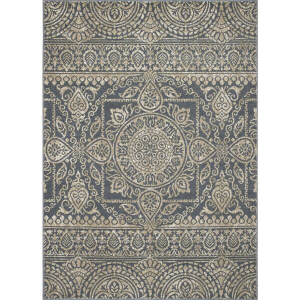 Concord Global Trading New Casa Aubosson Blue 7 ft. x 10 ft. Area Rug