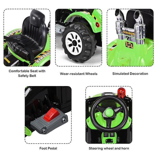 Costway 12.5 in Kids Ride On Excavator Truck 12-Volt Battery