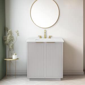 Addison 30 in. W Bath Vanity in Taupe with Engineered Stone Top in Ariston White with White Sink