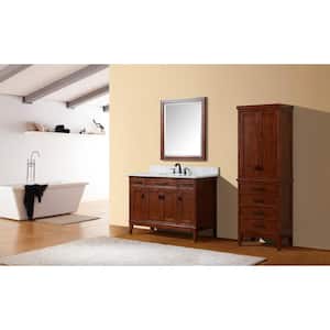 Madison 49 in. W x 22 in. D x 35 in. H Vanity in Tobacco with Marble Vanity Top in Carrera White and White Basin