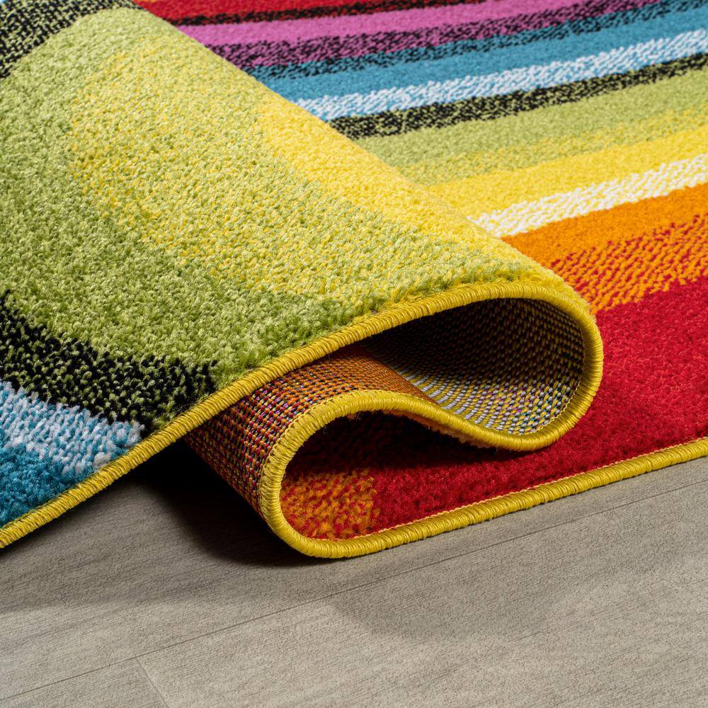 Colorful Abstract Swirl Multicolor 5 x 8 Area Rug