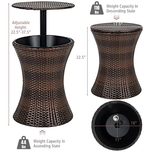 rattan adjustable garden table