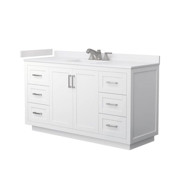 Miranda 60 in. Single Freestanding White Bath Vanity with White Cultured Marble Top Assembled