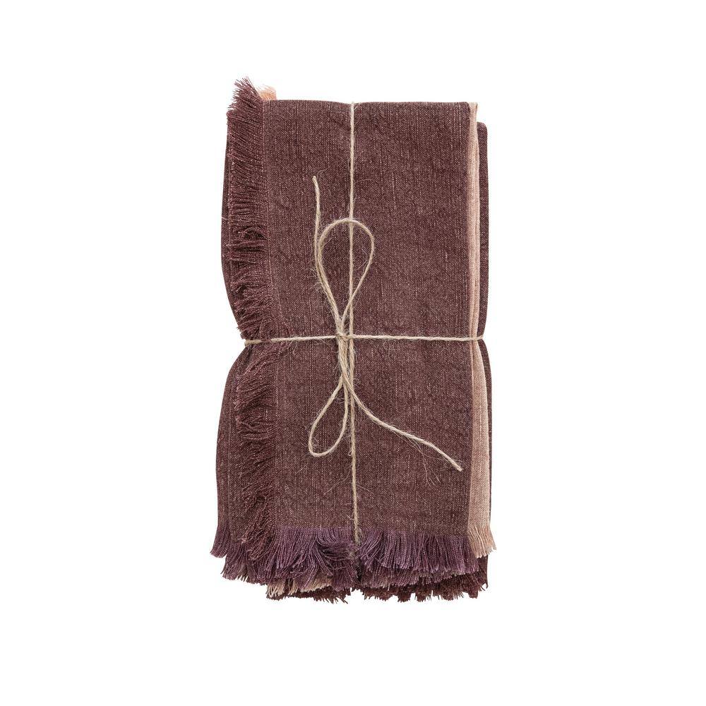 18" Square Beige Linen Napkins, Set of 4