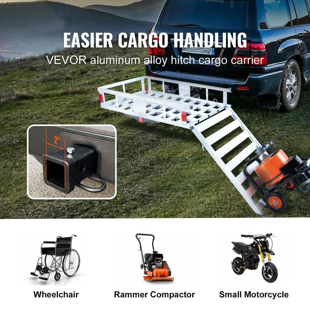 VEVOR Aluminum Hitch Cargo Carrier with Folding Ramp for Vans and Trucks