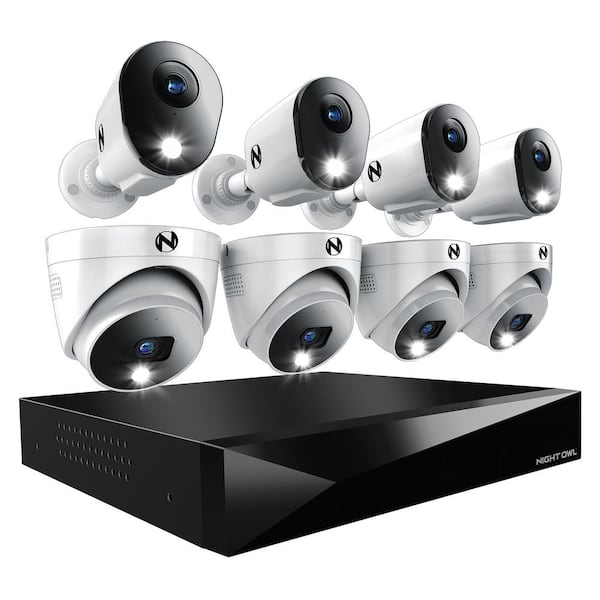 Night Owl 12-Channel Wired DVR Security System with 2TB Hard Drive and 8 2K Wired Spotlight Cameras with 2-Way Audio