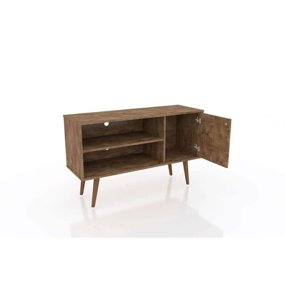 Rustic Brown Free-Standing Entertainment Center with Cabinet