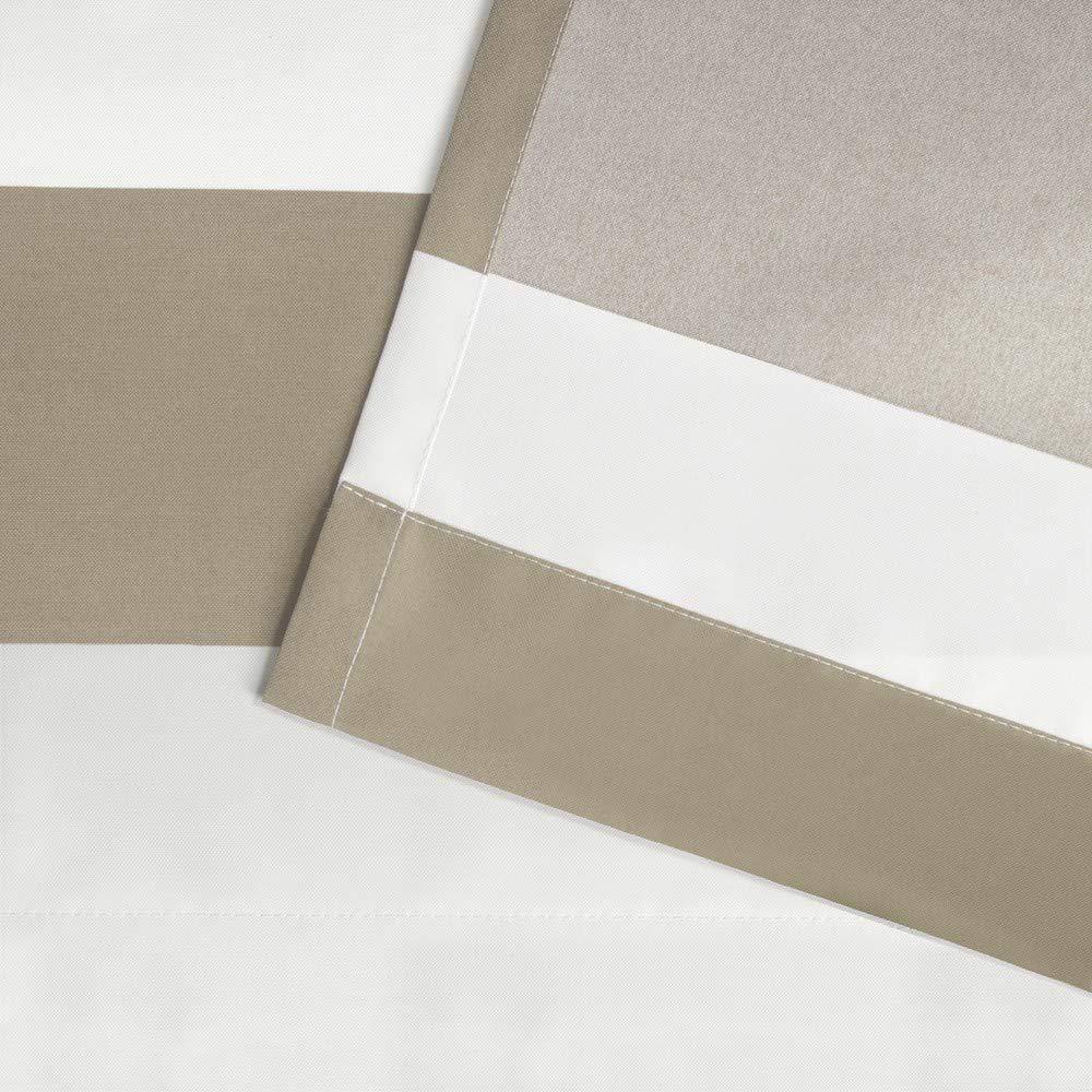 Taupe Stripe Polyester Light-Filtering Grommet Curtain Panels, 54" x 84"
