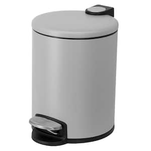 Small Round 5 L/1.3 Gal. Pedal Trash Bin with Soft Close Lid in Matte Gray