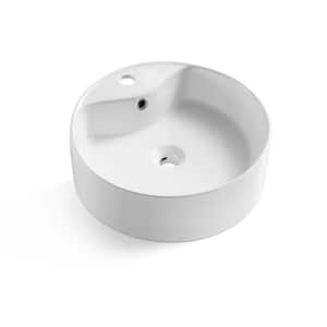Timitra Round Ceramic Vessel Sink in White