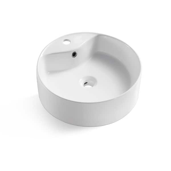 Altair Timitra Round Ceramic Vessel Sink in White