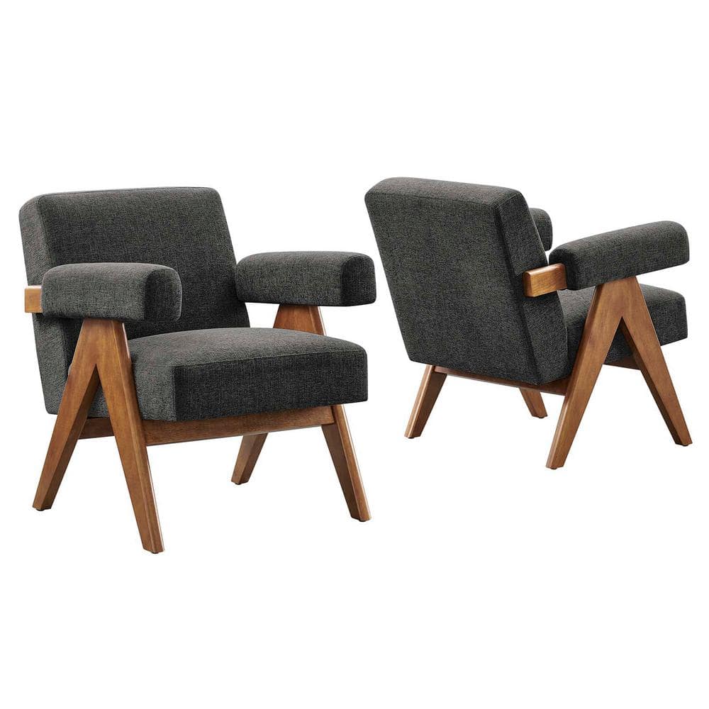 Lyra Fabric Armchair - Set of 2 in. Dark Gray Fabric