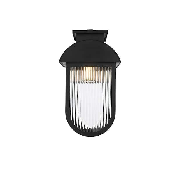 18.5 in. Black Outdoor Hardwired Wall Sconce with No Bulbs Included