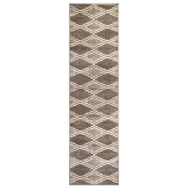 Southwestern Geometric Area Rug Beige 2 ft. 3 in. x 12 ft. Runner Rug