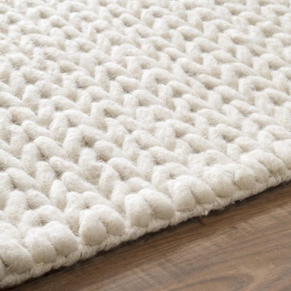 3 ft x 5 ft Off White nuLOOM Caryatid Handwoven Solid Wool Area Rug 