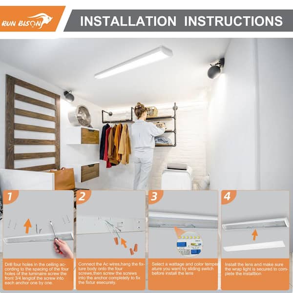 RUN BISON 4-Pack 4ft. 5520 Lumens Integrated LED Wraparound RUN BISON 4-Pack 4ft. 5520 Lumens Integrated LED Wraparound