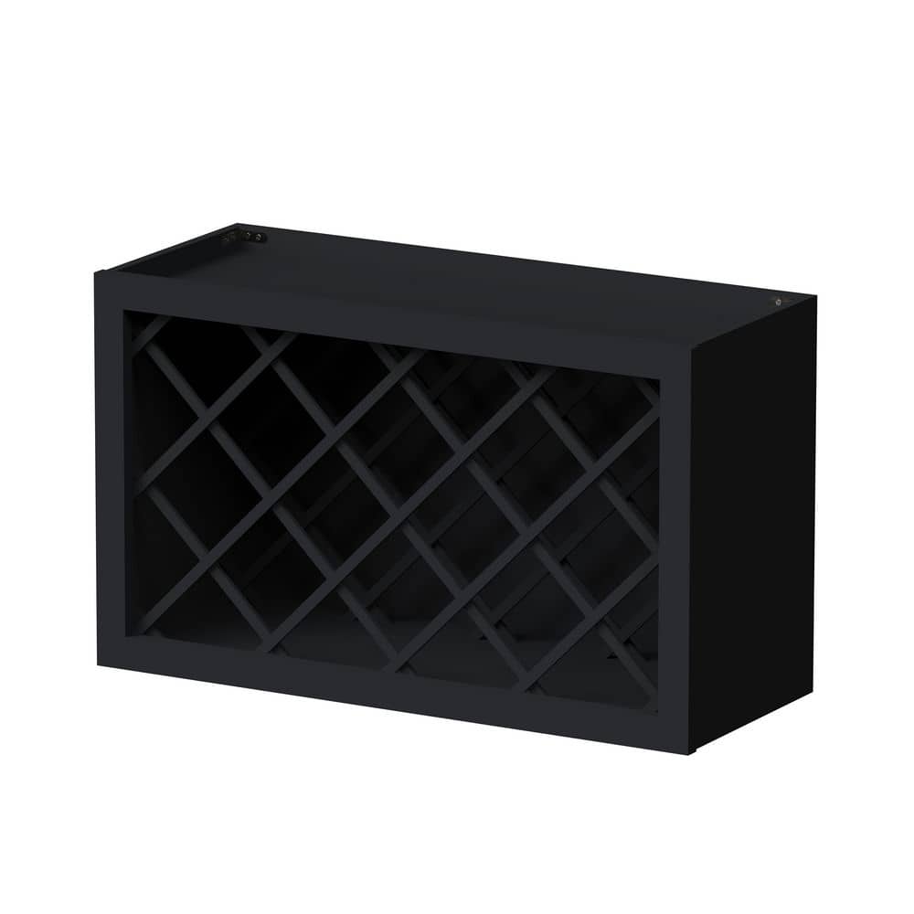 30 in. W x 12 in. D x 18 in. H RTA Solid Wood Frame Shaker Wine Rack Wall Kitchen Cabinet in Ebony Black price history on PriceWatchPro