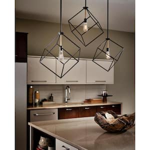 Cartone 1-Light Olde Bronze Contemporary Cage Kitchen Pendant Hanging Light