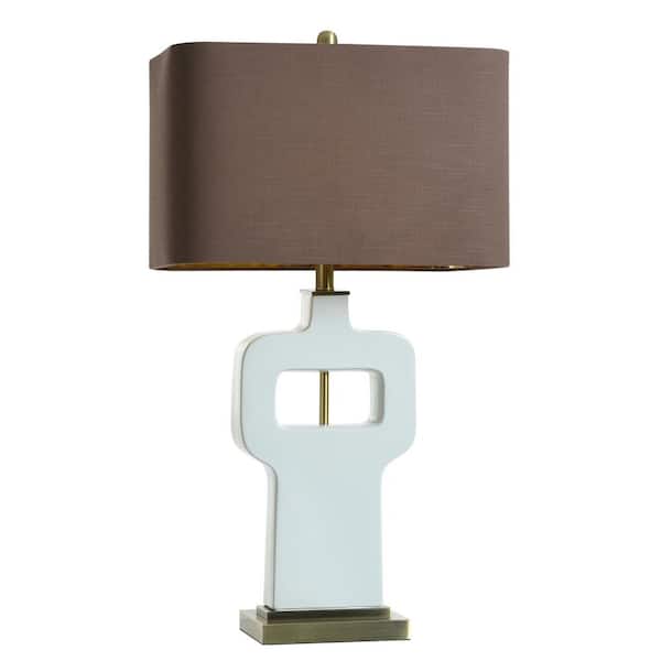 Prelude 23.75 in. White Transitional 1-Light Standard Floor Lamp for Living Room Linen Rectangular Shade