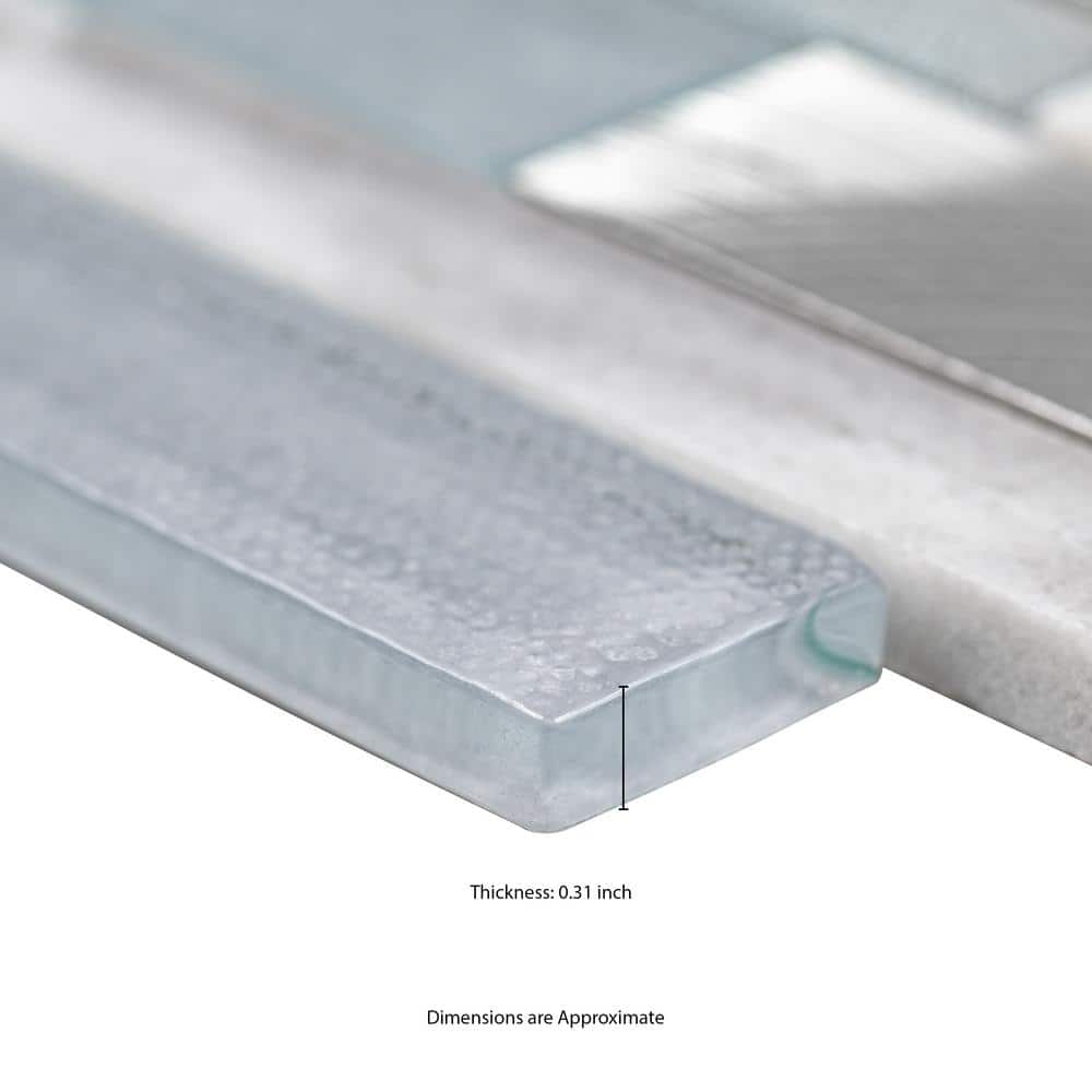Harlow 12'' x 12'' Gray and White Glass Stone Mosaic Tile