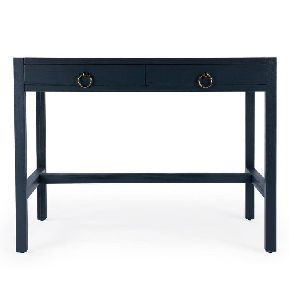 Elin 116'' Navy Minimalist Wood Writing Desk with Drawers
