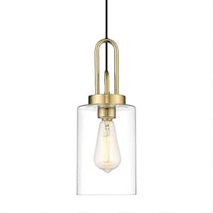 1-Light Gold Finish Pendant with Glass Shade