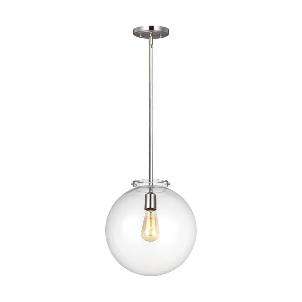Kate 12" Clear Glass Globe Pendant in Brushed Nickel