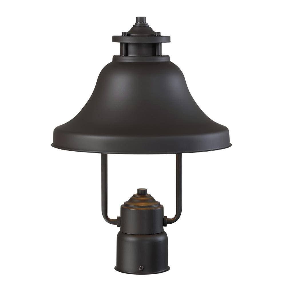 Bayport Black Steel Outdoor Post Lantern with Bell Shade