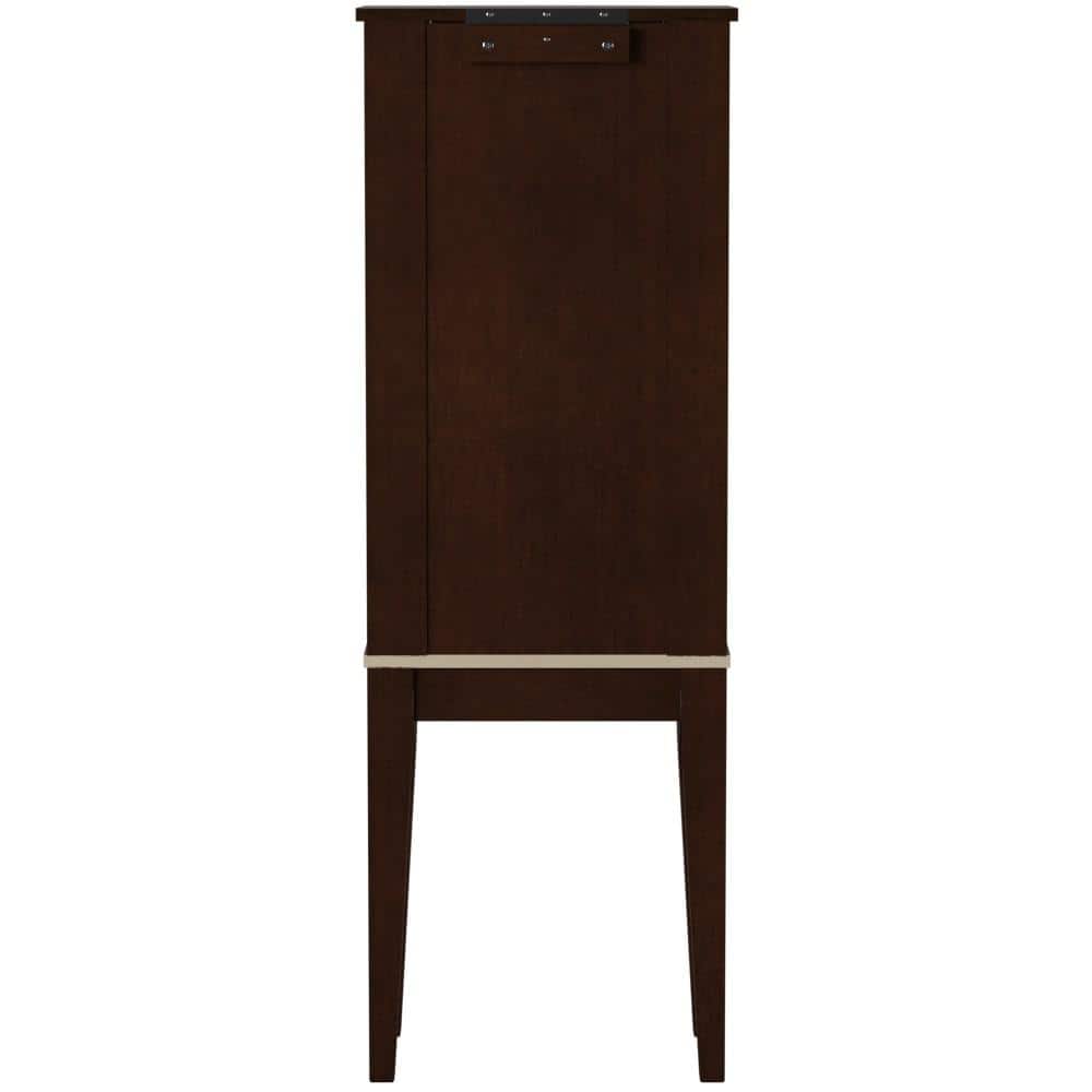 Contemporary Merlot Black Lined Freestanding Jewelry Armoire