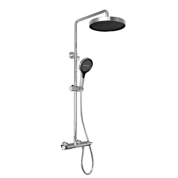 Shower Head 3-Spray Wall Mounting All-In-One Kit Fixed and Handheld Shower Head Flow rate 1.59 GPM in Chrome