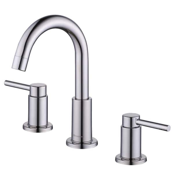 Dorind 8 in. Widespread Double-Handle High-Arc Bathroom Faucet in Polished Nickel
